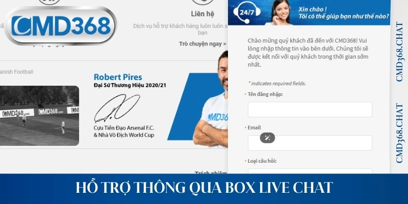 Hỗ trợ thông qua box live chat