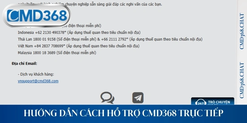 Hướng dẫn cách hỗ trợ CMD368 trực tiếp